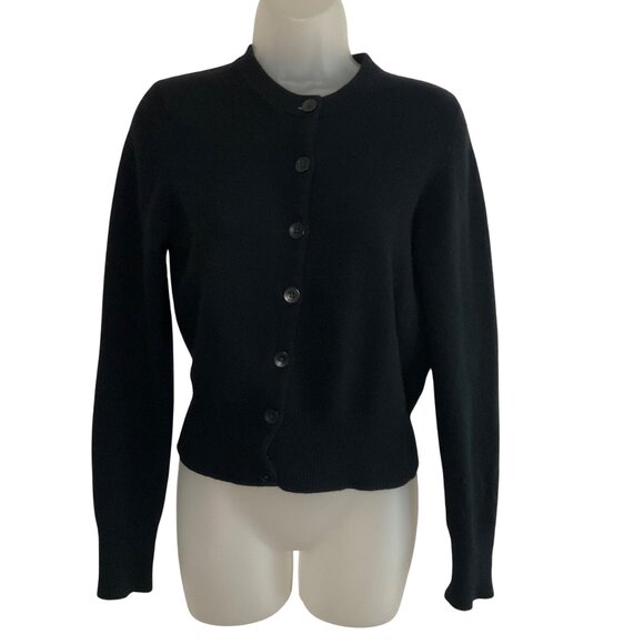 Banana Republic Black Button-Up Angora/Wool Cardigan Sweater M classic neutral - Picture 1 of 7